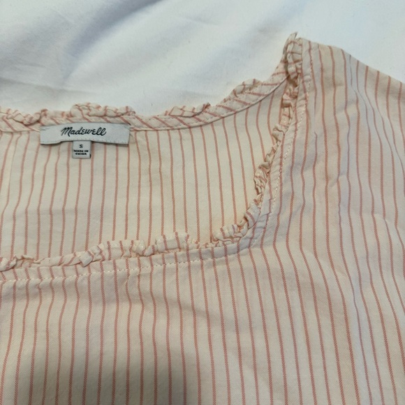 Madewell Ruffled Side-Tie Top in Pink Stripe - Picture 4 of 7